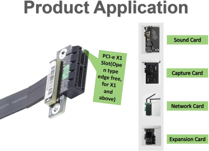 H!Fiber.com PCIe 3.0 X1 Extender Kabel, gerade nach gerade, Kabellänge 20-cm, 85 Ohm 20cm 20cm, 20cm