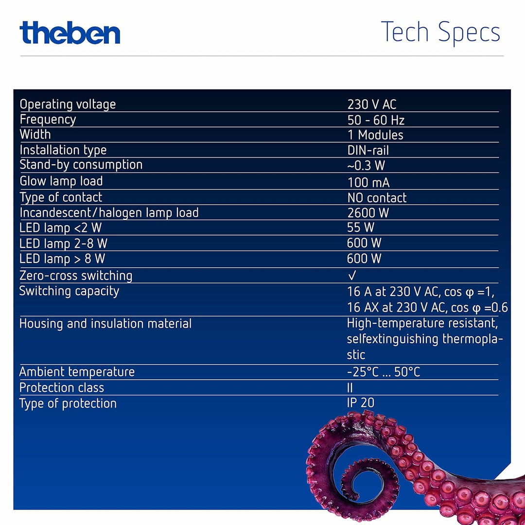 Theben 3120131 Okto ES12-UC Elektronischer Stromstossschalter I 1 Schliesser I Potenzialfreier Multi