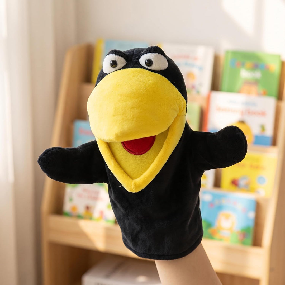 lilizzhoumax Krähe Handpuppe Kuscheltier Tier Rabe Kawaii Niedliches Rollenspiel interaktives Früher