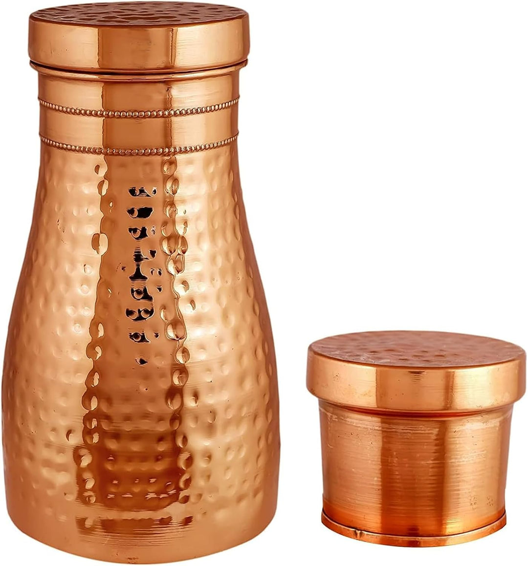 Kupferkrug Nachttisch-Karaffe 1.2 Litre/40 Oz Schlafzimmer-Wasserflasche Ayurveda Gesundheitliche Vo