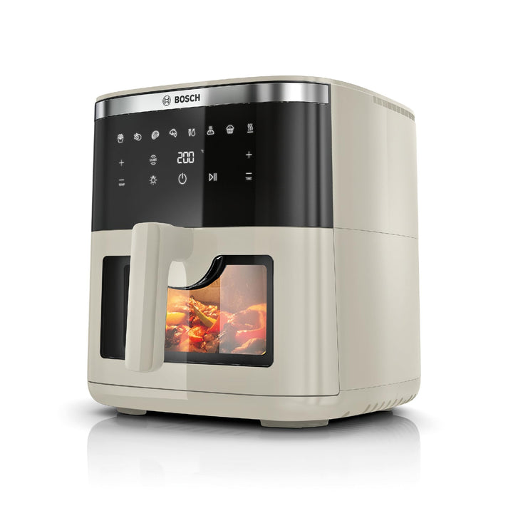 Bosch Heissluftfritteuse Serie 6, XXL Air Fryer, creme, 7,2 L Fassungsvermögen, beleuchtetes Sichtfe