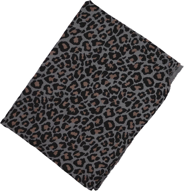 Damen Musselin Halstuch Made in Italy mit Leoprint oder Unifarben – Leichtes Dreieckstuch für Frühli