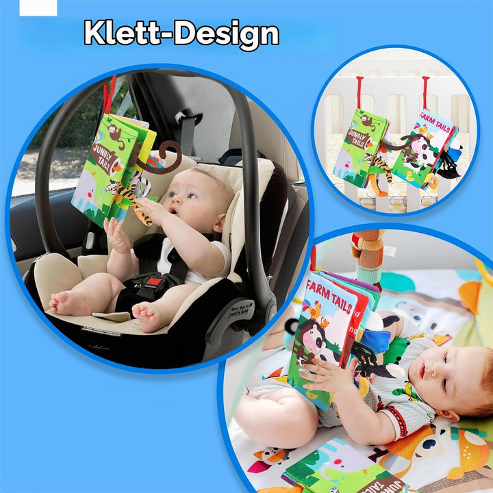 beiens Babybuch Baby Stoffbuch - 2 Stück Fühlbuch Spielzeug ab 6 Monate, Bilderbuch Fühlbuch Knister