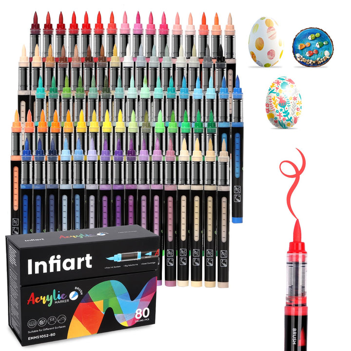 Infiart 80 Farben Acryl Farbe Marker Pinsel Spitze Automatische Tinte Steuerung Farbe Stifte Schnell