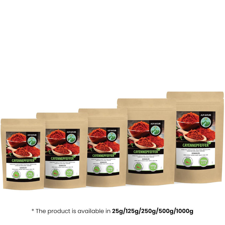 Alpi Nature Cayennepfeffer gemahlen 1kg, Cayenne Pfeffer gemahlen, Cayenne Chili, Chilipulver 1 kg (