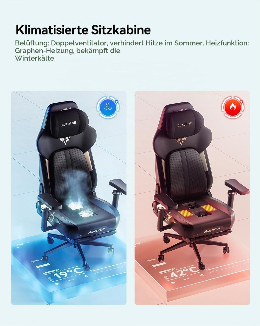 AutoFull M6 Ultra 2.0 Gaming Stuhl | Gaming Chiar Ergonomisch – Weltweit Erster mit Belüftung &amp; Heiz