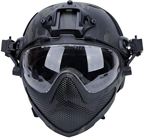 Taktischer Airsoft PJ Helm F22, EIN Integral-Schutzhelm Mit Abnehmbarer Maske Und Brille, Outdoor-Re