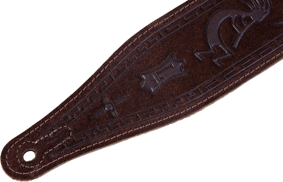 Levy's Leathers MS17T03-BRN Gitarrengurt aus Wildleder, mit Kokopelli-Design, 6,3 cm, Braun, Braun