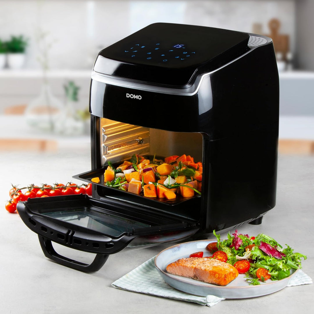 DOMO DO534FR Heissluftfritteuse - 3 in 1 Airfryer Friteuse - Ofen, Drehfunktion und Dörrautomat - 8