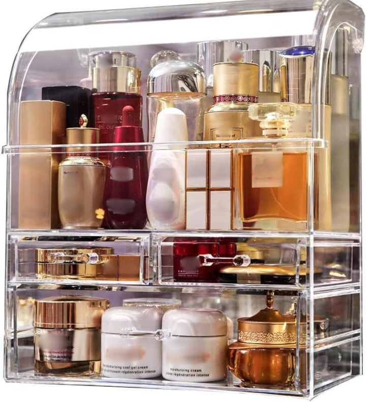 Kousee Make-up-Organizer-Aufbewahrung, extragrosse Acryl-Parfüm-Hautpflege-Organizer-Vitrine mit Sch