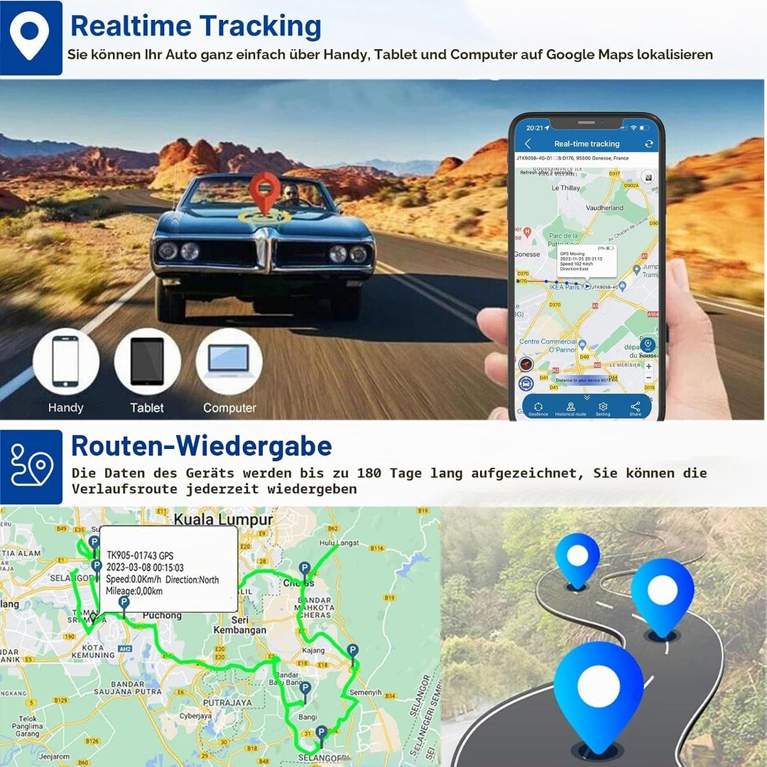 GPS Tracker Auto 4G mit SIM-Karte 5000mAh 4G GPS Tracker für Fahrzeuge Langzeit Standby Wasserdicht