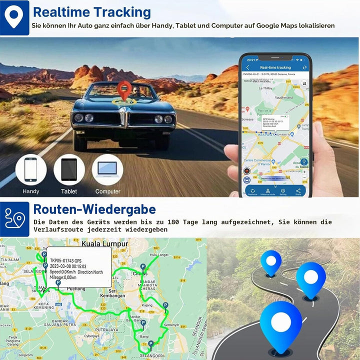 GPS Tracker Auto 4G mit SIM-Karte 5000mAh 4G GPS Tracker für Fahrzeuge Langzeit Standby Wasserdicht