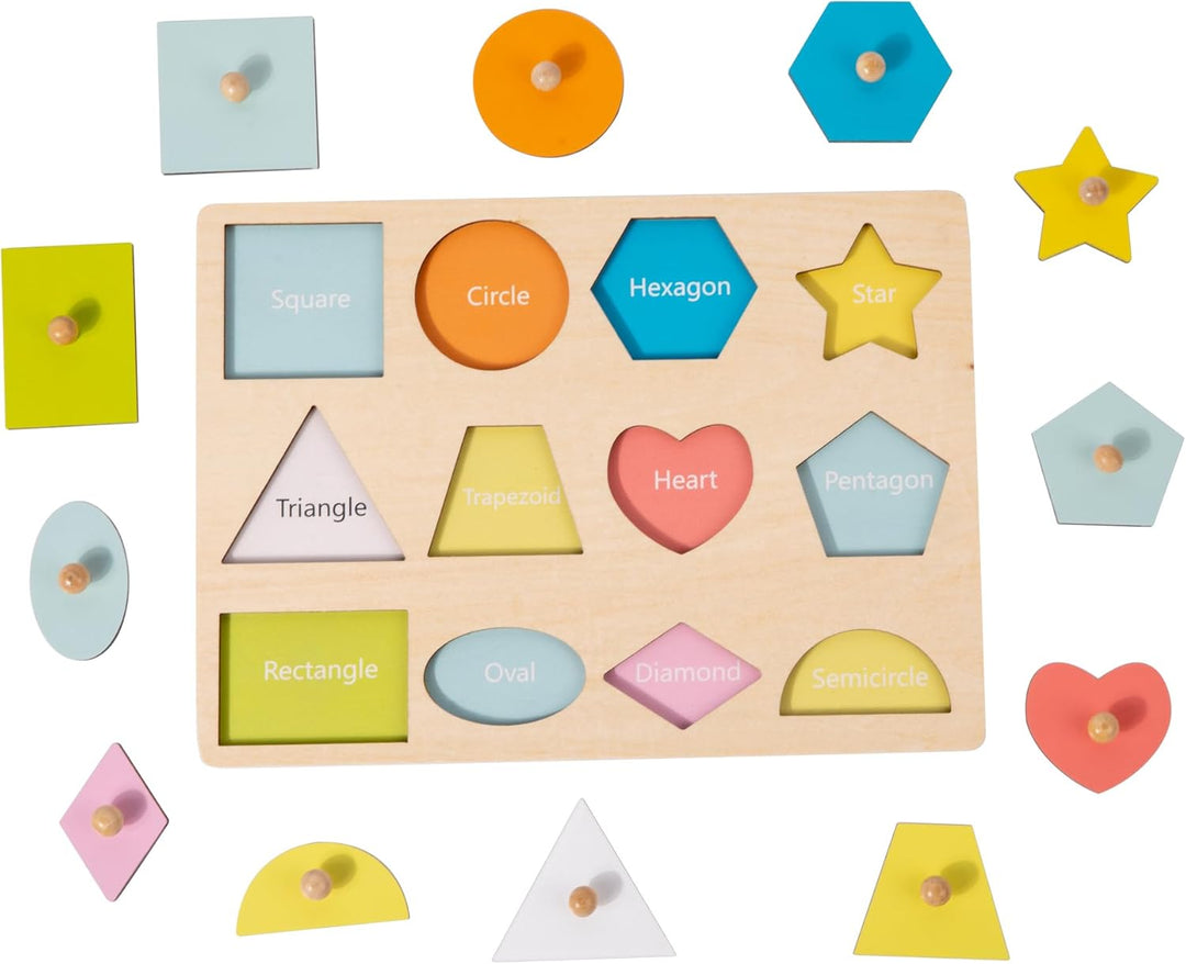 Adena Montessori Holzpuzzle für Babys 12–24 Monate,Formsortierer für Kleinkinder ab 1–3 Jahre – Farb