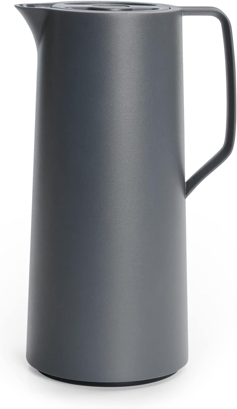 Emsa N41701 Motiva Isolierkanne | 1 Liter | Quick-Press-Verschluss | 12h heiss, 24h kalt | Glaskolbe