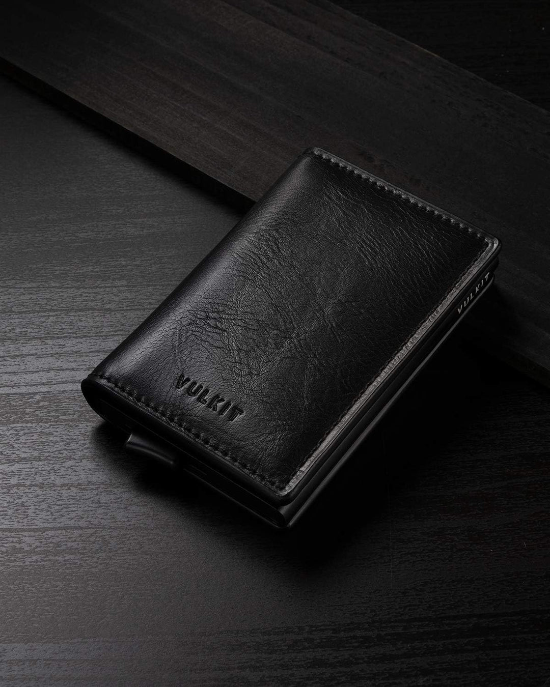 VULKIT Kreditkartenetui für Herren Geldbörse Leder RFID Schutz Geldbeutel Wallet Klein mit 3 Steckpl