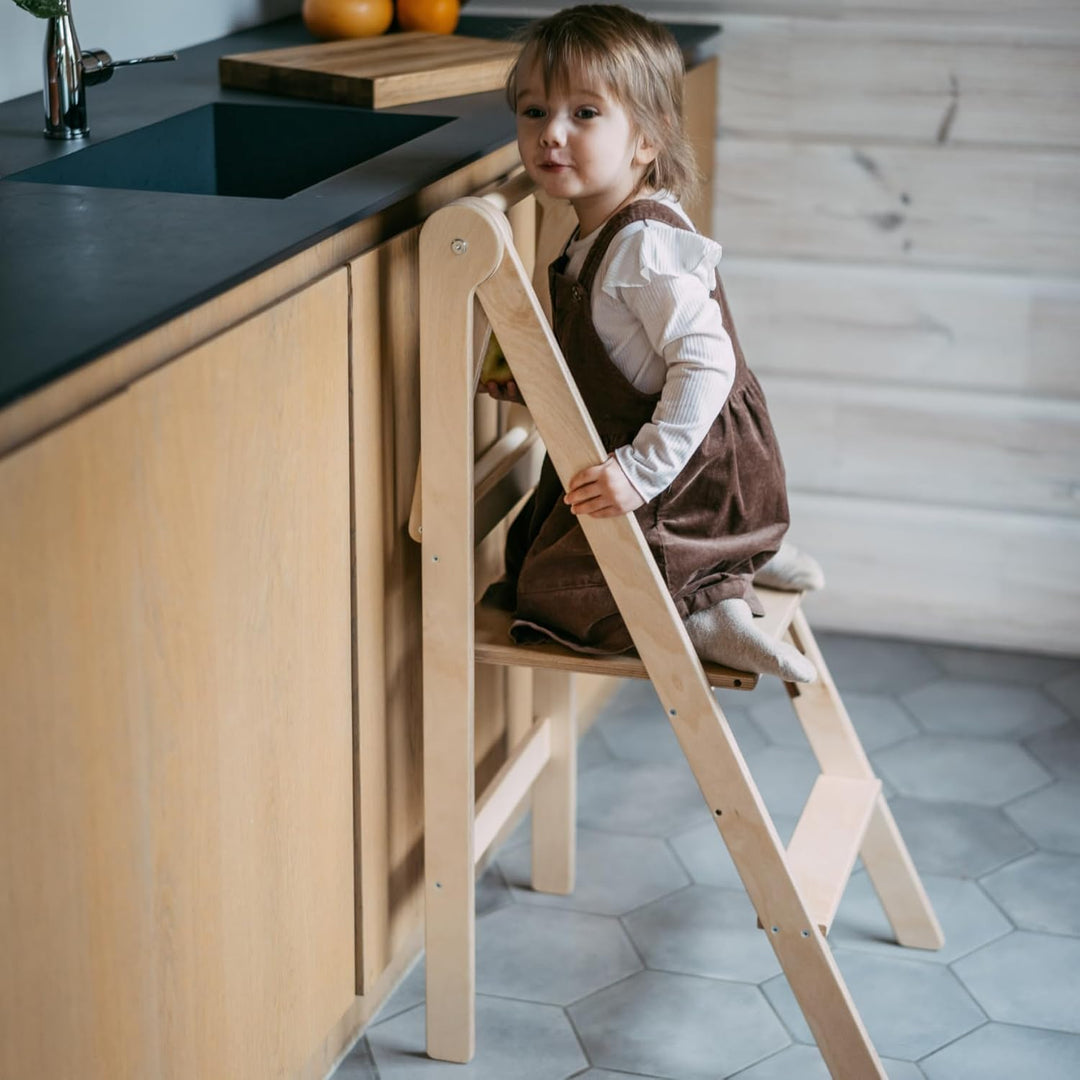Leg&Go Montessori klappbarer Lernturm mit höhenverstellbarer Plattform - komplett montiert und sofor