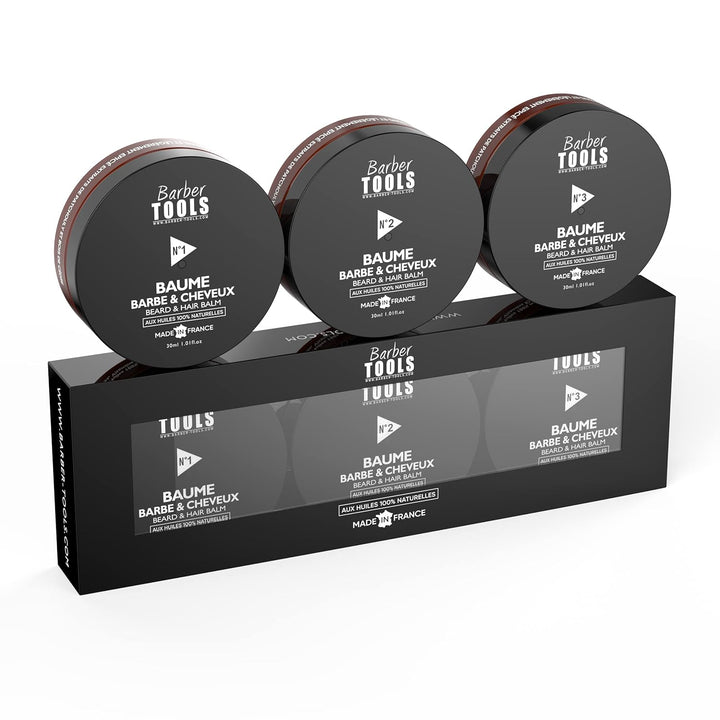 Set Bartbalsam | N°1/2/3 | 3X30ml mit 100% natürlichen Ölen - MADE IN FRANCE- Nährt, hydratisiert, s