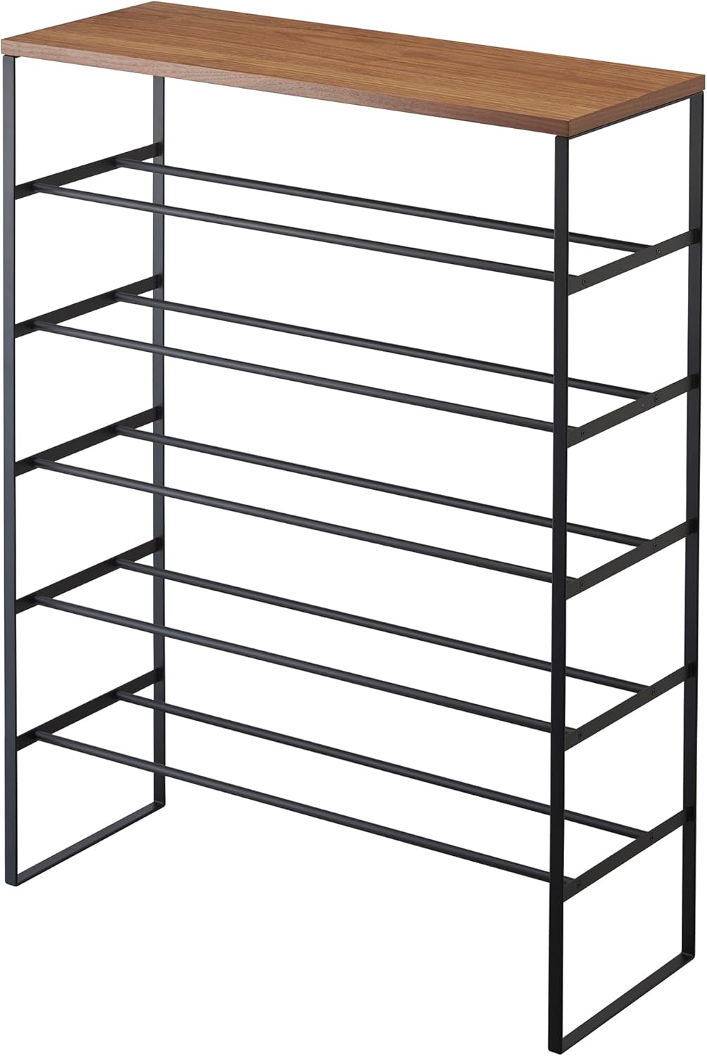 Shoe rack with wood top board - Tower - black Single Schwarz, Single Schwarz