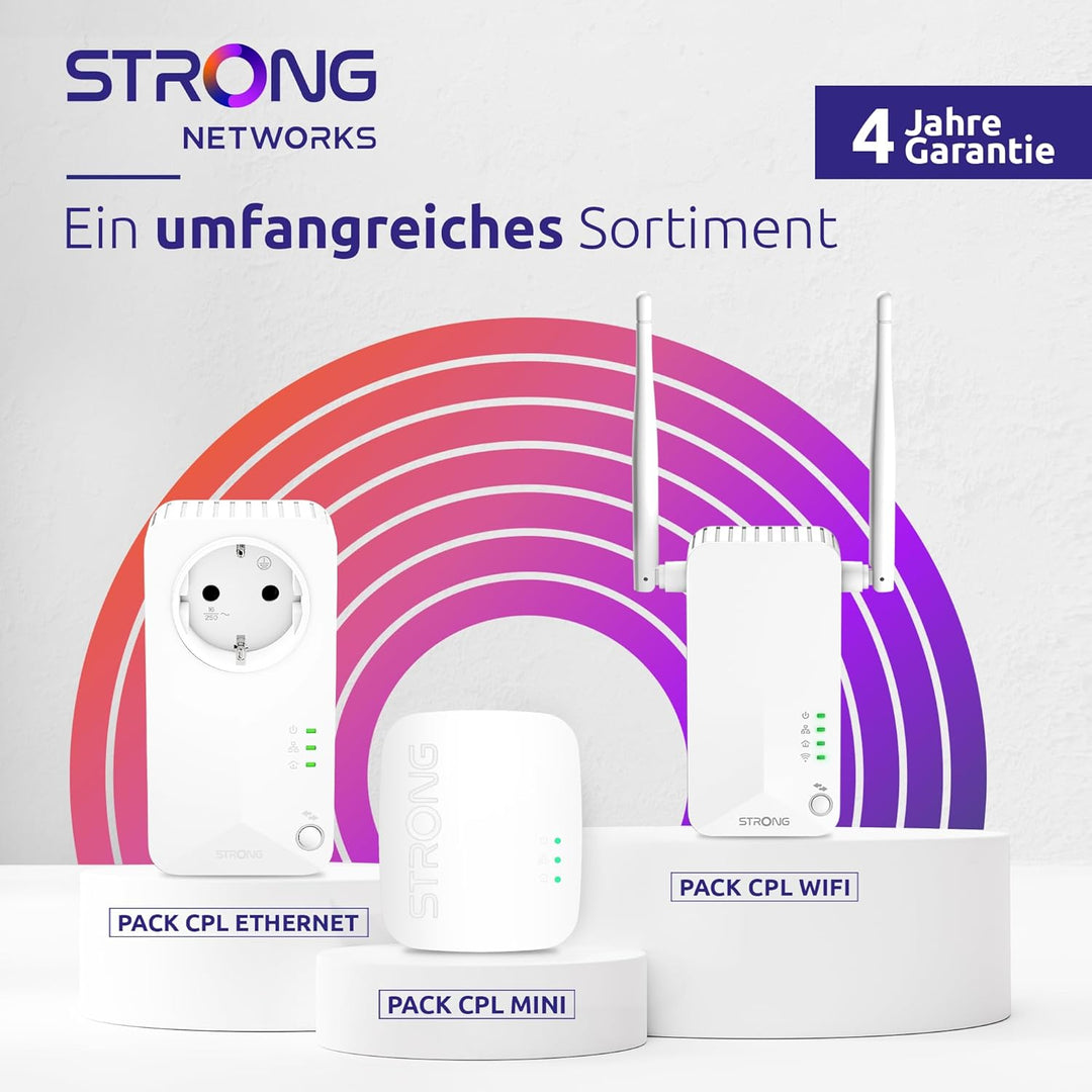STRONG Powerline 600 KIT Mini mit 600 Mbits/s, Reichweite von 300m, 1x LAN Anschluss PowerLAN-Adapte