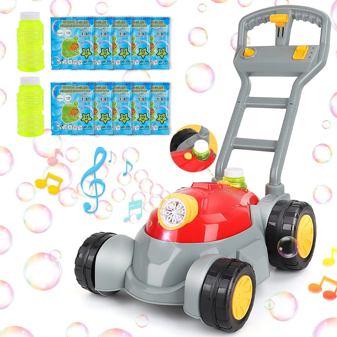 deAO Rasenmäher Kinder Seifenblasenmaschine, Seifenblasen Rasenmäher mit Geräusch für Kinder 6000+ S