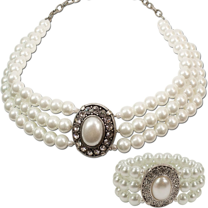 Alpenflüstern Trachtenschmuck-Set Perlen-Trachtenkette und Trachten-Armband Sissi - Damen-Trachten-S