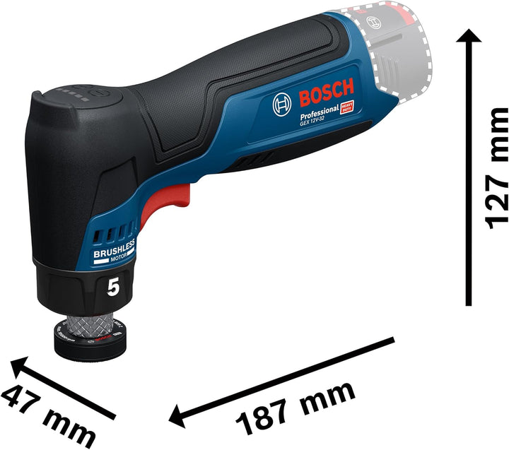 Bosch Professional 12V System Akku-Exzenterschleifer GEX 12V-32 (inkl. montiertem 32 mm Klett-Schlei