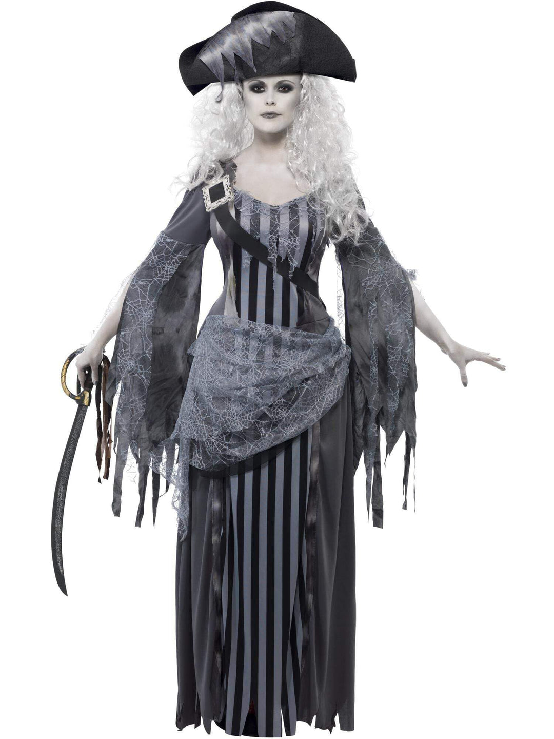 Halloween Piraten-Phantom-Kostüm für Damen - Grau, Silber, M
