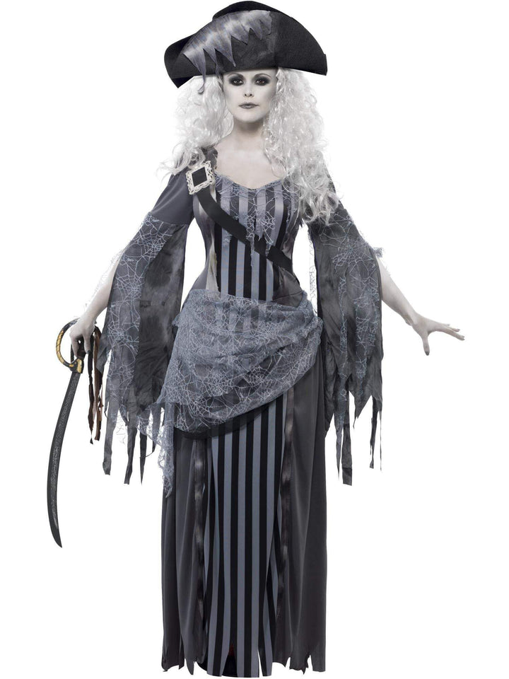 Halloween Piraten-Phantom-Kostüm für Damen - Grau, Silber, M