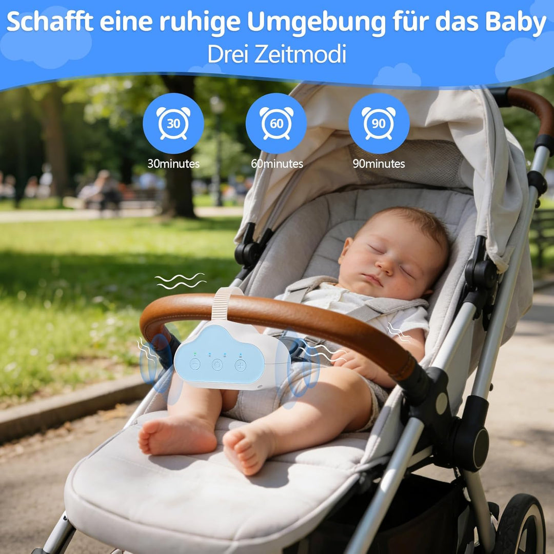 PUTINEI Kinderwagenschaukler,Wiederaufladbar Schlafhilfe für Babys mit 3 Einstellbaren Schaukelinten