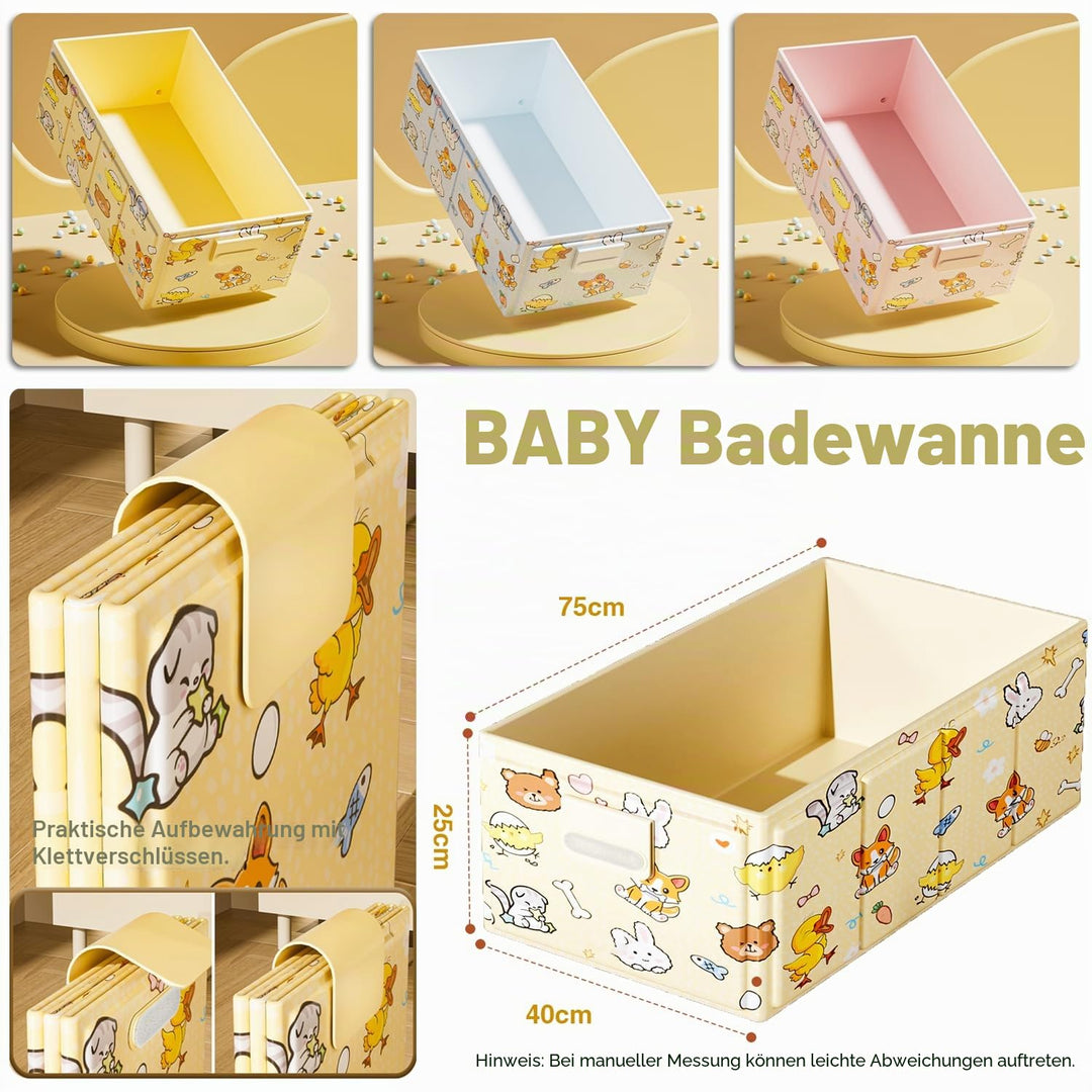 Tragbare Babybadewanne, Faltbare Badewanne, Kleinkindbadewanne mit Ablaufstopfen, für Reisen im Frei