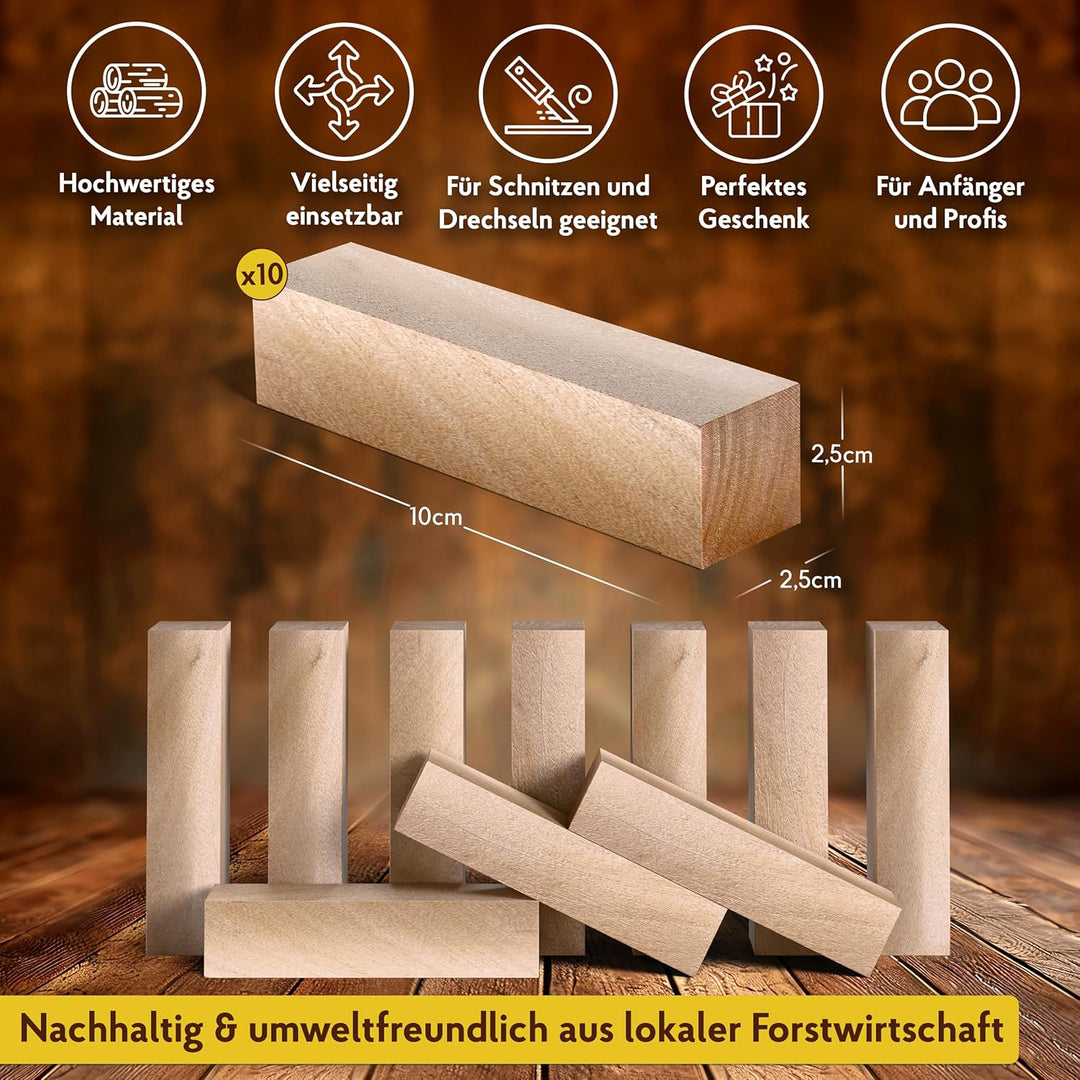 Eli® Schnitzmesser Kinder mit Filztasche und Schnitzholz ab 6 Jahre - hochwertiges Kindermesser Schn