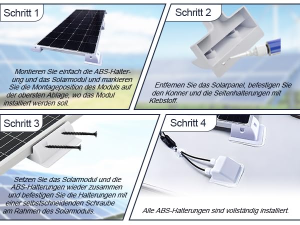 Sayhome ABS Solarmodul-Halterungen 4pcs, Solar ABS Montage Set, Ideal für Wohnmobile Caraven Boot (E