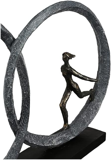 Casablanca modernes Design GILDE Skulptur So in Love bronzefarbene Figuren in Zwei Ringen, Basis in