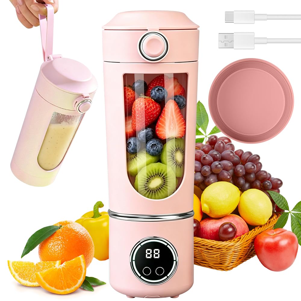 Tragbarer Mixer 700ml, Wiederaufladbar Mini Mixers with Digital Display, Mixer to Go for Milkshakes,