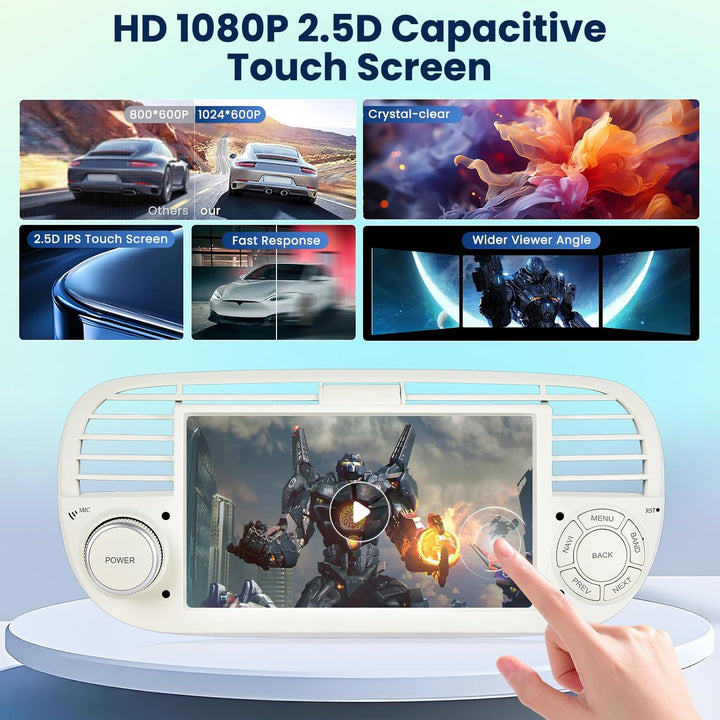 [6G+128G] Inefala Android 15 Autoradio für FIAT 500 2007-2015 mit Wireless Carplay Android, 7 Zoll T