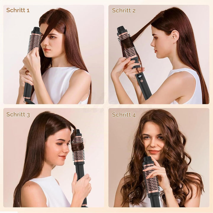Thermal Brush 3 in 1, Lockenbürste Thermobürste 38mm, LCD Anzeige 120-200℃, Double PTC Wärmebürste,