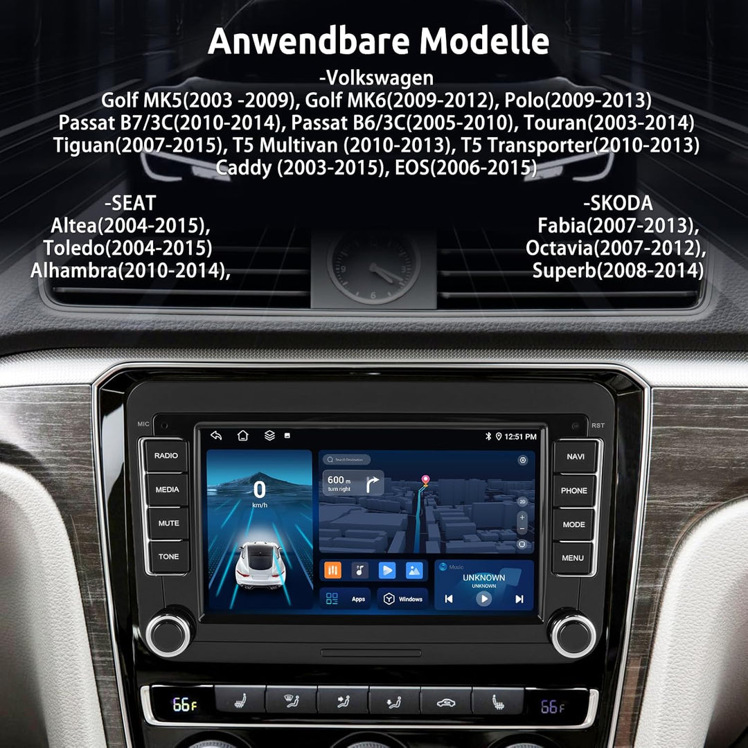ESSGOO 4+64G Android15 Autoradio Für VW Golf 5 6 Polo Passat Seat Caddy RCD330-7zoll Auto Radio Disp