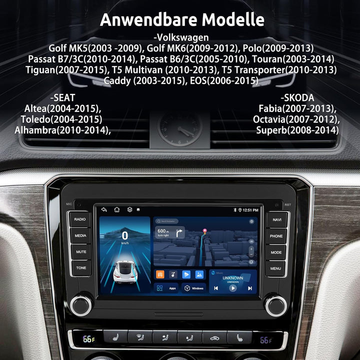 ESSGOO 4+64G Android15 Autoradio Für VW Golf 5 6 Polo Passat Seat Caddy RCD330-7zoll Auto Radio Disp