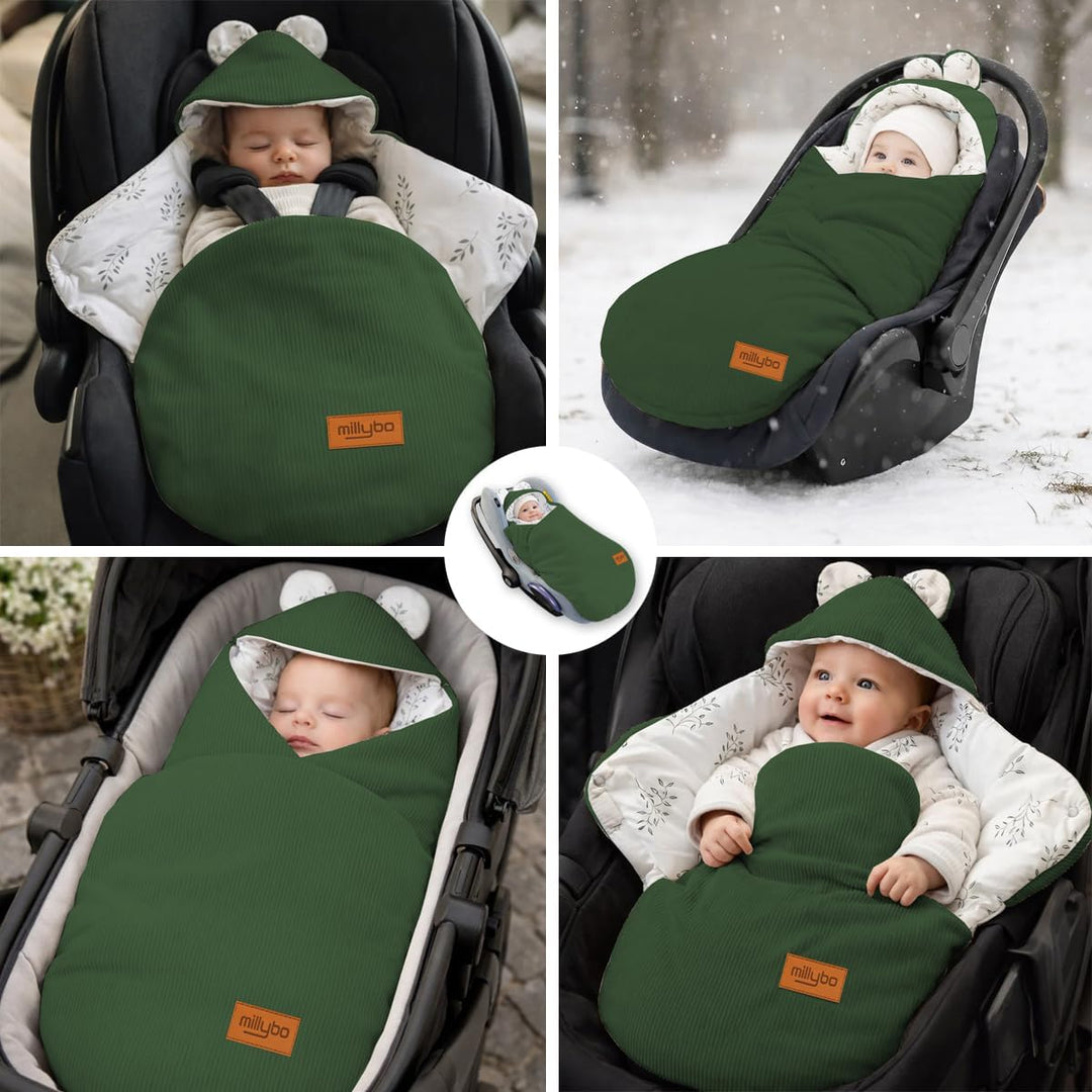 Baby Fusssack Einschlagdecke für Babyschale und Kinderwagen Grün, Grün