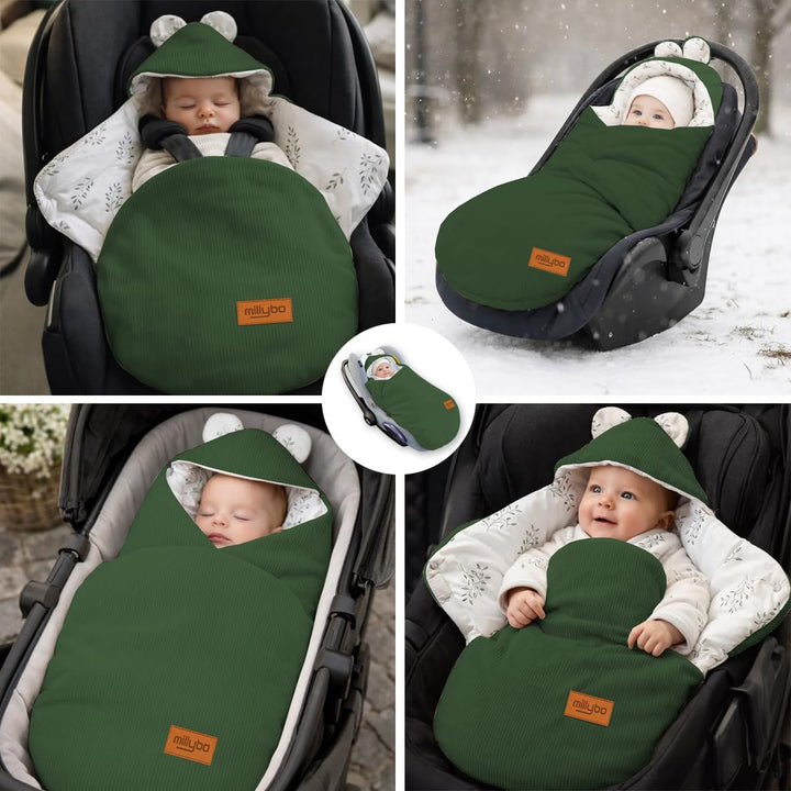 Baby Fusssack Einschlagdecke für Babyschale und Kinderwagen Grün, Grün