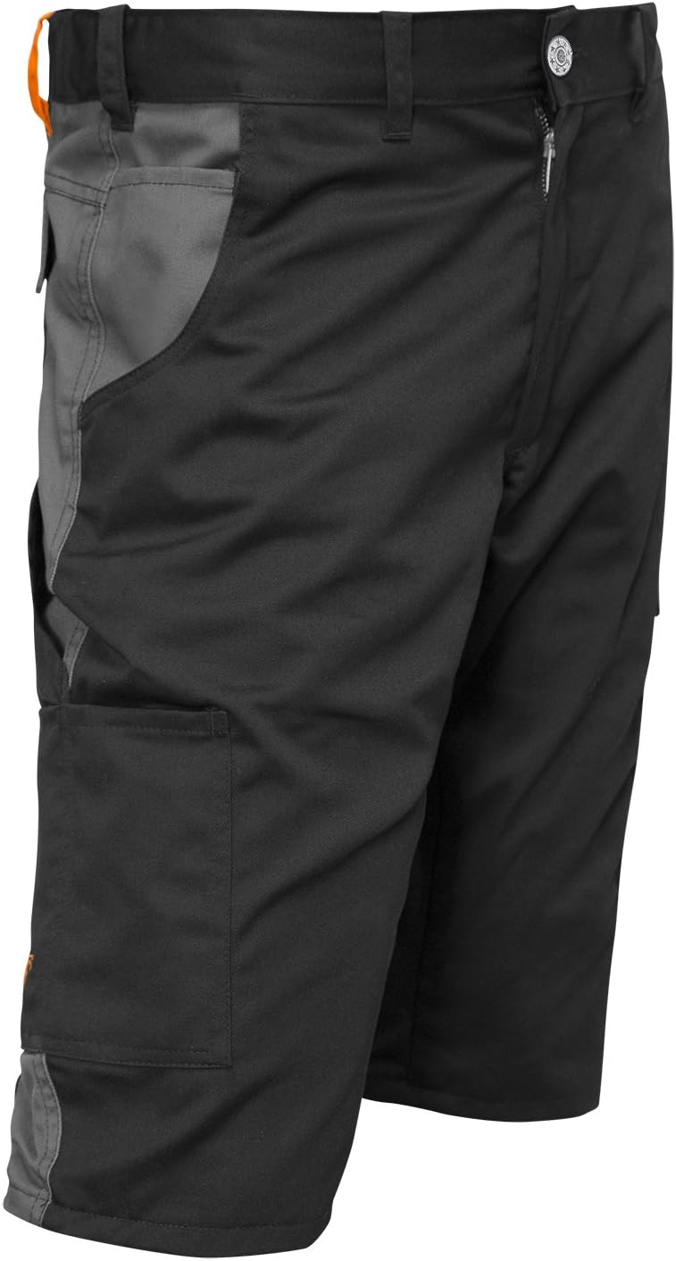strongAnt Shorts Stretch Berlin Pro Herren Sommer Arbeitshose kurz Cargo Outdoor Grau-Shwarz-Weiss 4