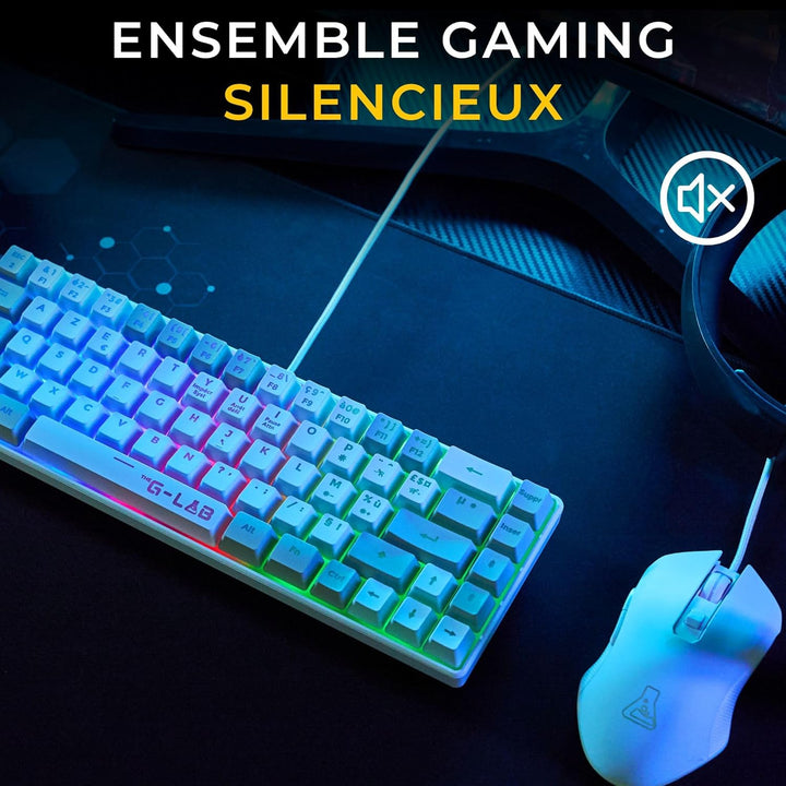 Confezione 2 In 1 - The G-Lab - Hydrogen Combo - Tastiera Azerty - Mouse Cablato - Bianco/grigio wei