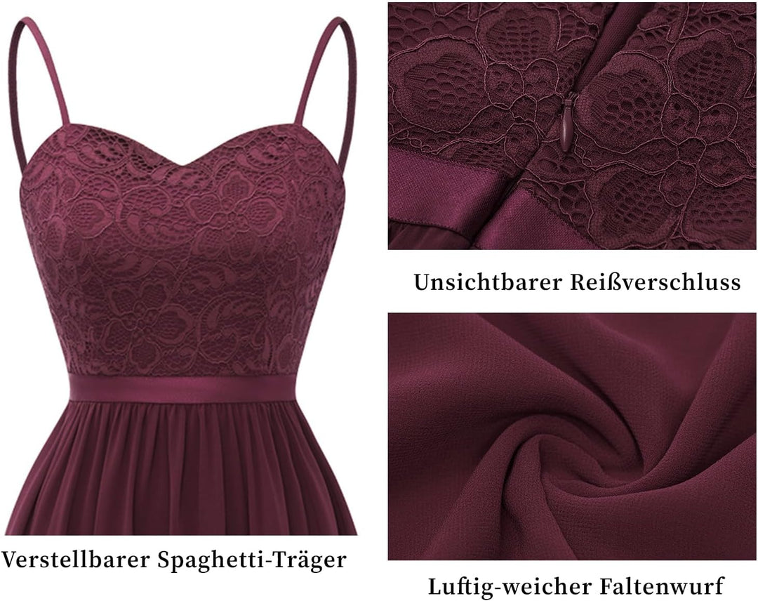 DRESSTELLS Damen Abendkleider Elegant für Hochzeit Brautjungfernkleider Lang Chiffon Brautjungfernkl