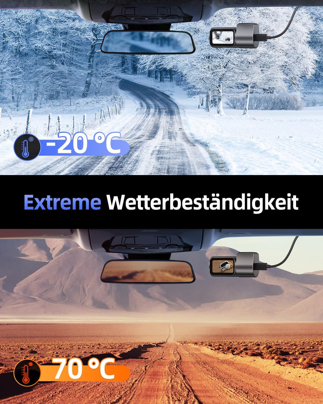 CIEVIE Dashcam Auto Vorne 4K, 1,5" IPS Display & 5G WiFi & 64GB Karte, 360° Drehbar Mini Dash Cam, A