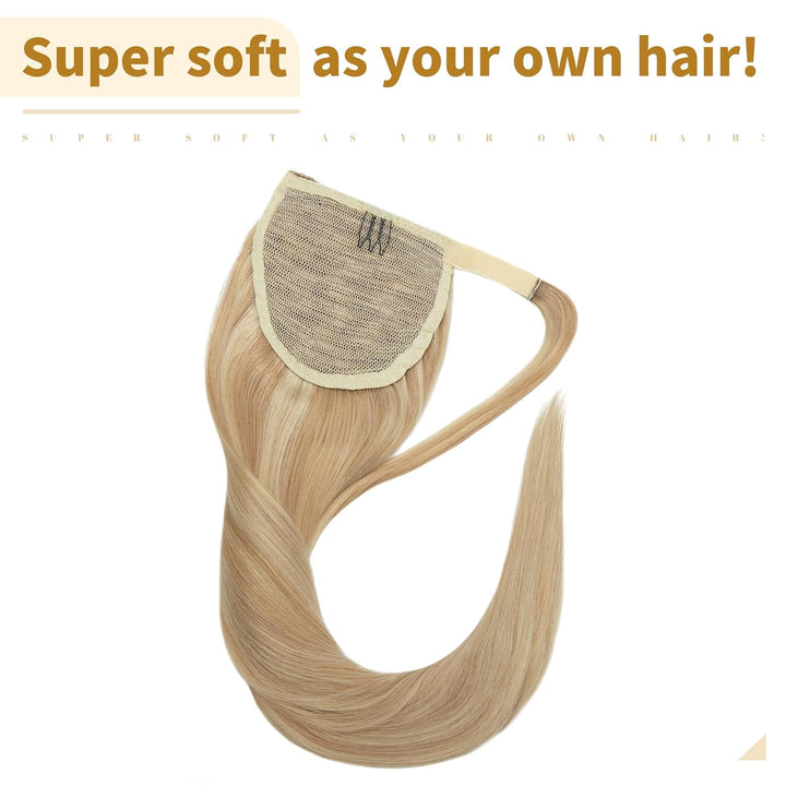 SEGO Ponytail Pferdeschwanz Haarteil Echthaar Zopf Extensions Haarverlängerung Clip in Pony Remy Hai