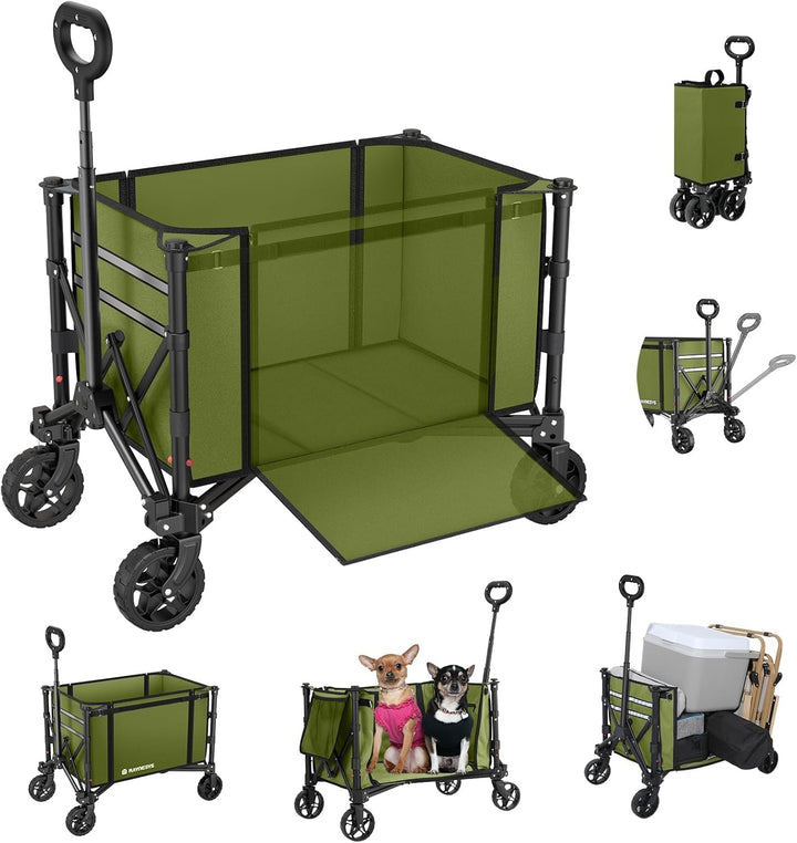 3 in 1 Bollerwagen Faltbar 120L, Klappbar Handwagen mit Rädern, 220lbs Transportwagen Faltbar, Umbau
