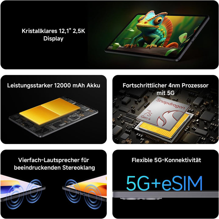 XIAOMI REDMI Pad 2 Pro 5G, 8+256GB, 12,1" 2.5K 120Hz Kristallklares Display, Riesiger 12000mAh Akku,