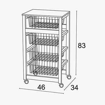 ARREDAMENTIITALIA Arredamenti Italia Küchenwagen GINGERONE, Holz - 4 Körbe - Farbe: Kirsche Holz AR-