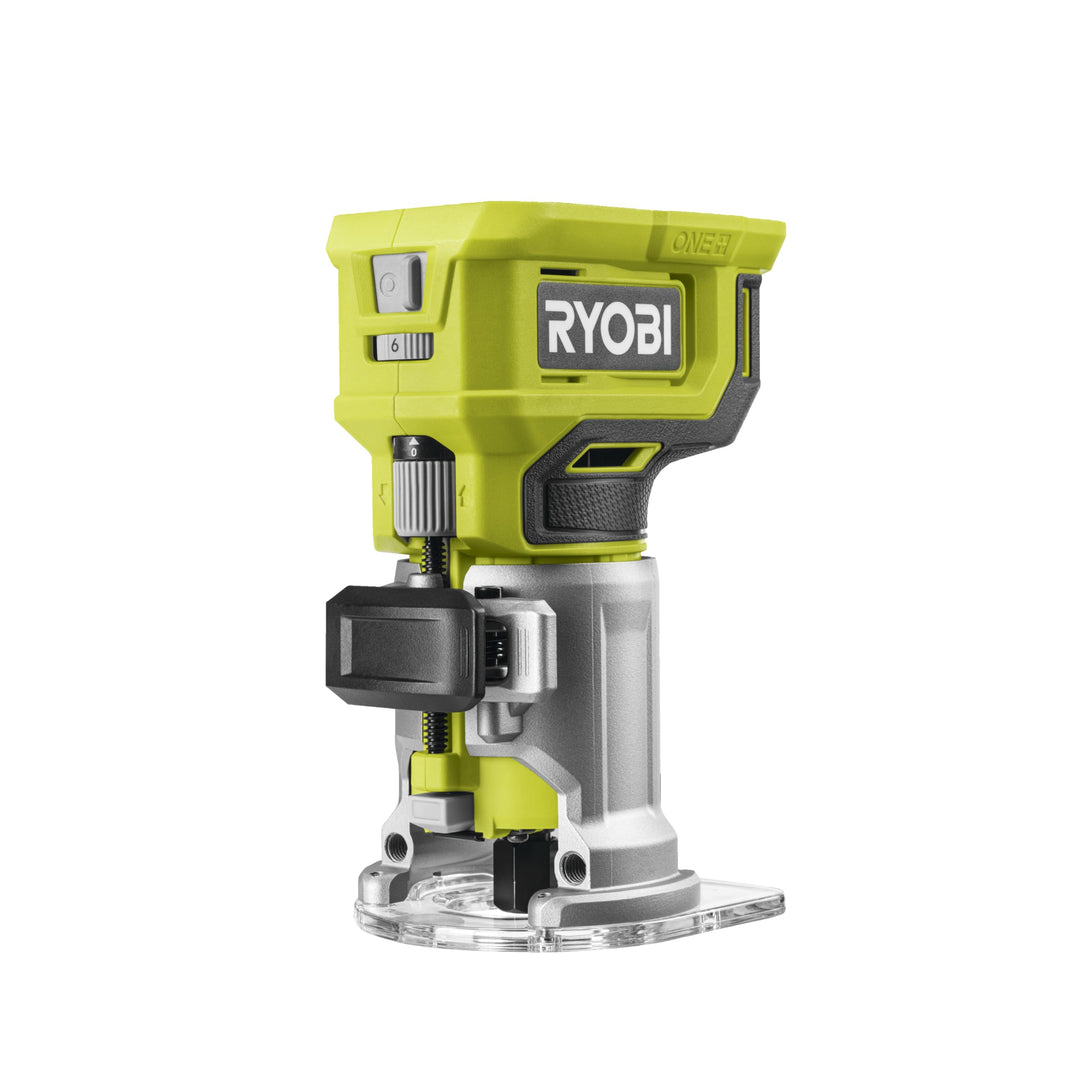 RYOBI 18 V ONE+ Akku-Kantenfräser RTR18-0 (mit 6 Geschwindigkeitsstufen, Max. Spanndurchmesser 6 & 6