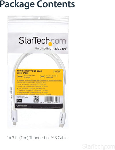 StarTech.com 1m Passives Thunderbolt 3 Kabel, 20Gbps, 100W PD, 4K Video, Thunderbolt Kabel, Kompatib